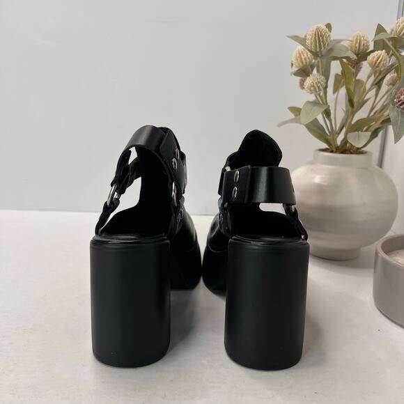 Free People Hybrid Leather Harness Booties Slingback Platform Black Women's 6.5 - Picture 4 of 11